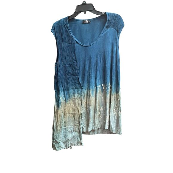 Art of Cloth M Lagenlook Art to Wear Mixed Media Sleeveless Tunic Top - Picture 2 of 7